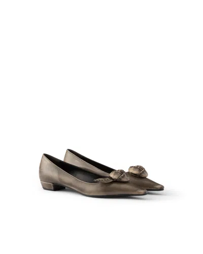 Prada Leather Ballerinas In Dove Gray