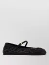 Prada Leather Ballerinas Round Toe Flat Sole In Black