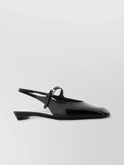 PRADA LEATHER BALLERINAS WITH POINTED TOE AND BUCKLE