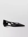 Prada Leather Ballerinas With Pointed Toe And Cut-out Design In Black
