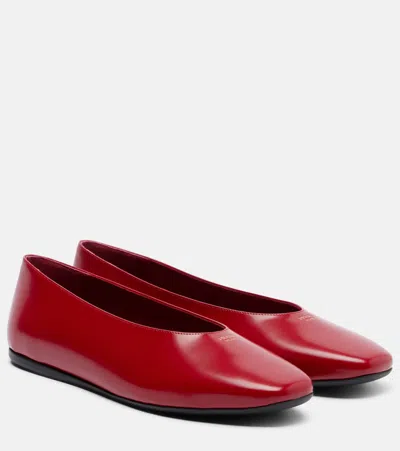 Prada Leather Ballet Flats In Animal Print