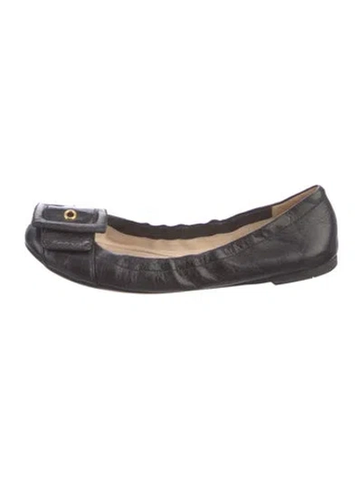 Pre-owned Prada Leather Ballet Flats In Black