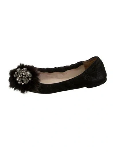 Pre-owned Prada Leather Ballet Flats In Black