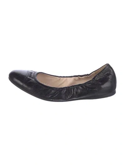 Pre-owned Prada Leather Ballet Flats In Blue