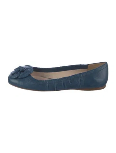 Pre-owned Prada Leather Ballet Flats In Blue