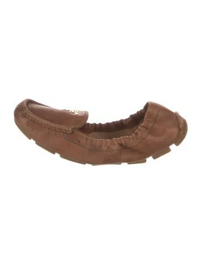 Pre-owned Prada Leather Ballet Flats In Brown