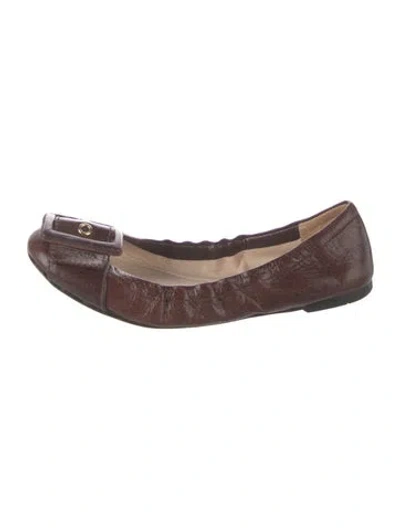 Pre-owned Prada Leather Ballet Flats In Brown