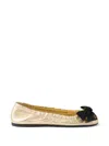 Prada Womens Gold/silver Mordoré Nappa-leather Ballet Flats Eur 37 / 4 Uk In Neutral
