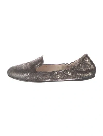 Pre-owned Prada Leather Ballet Flats In Gold