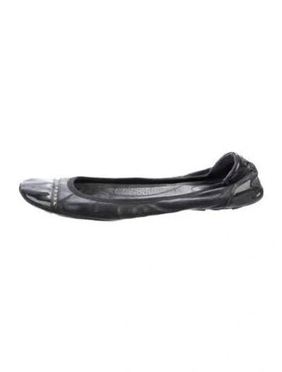 Pre-owned Prada Leather Ballet Flats In Metallic/silver