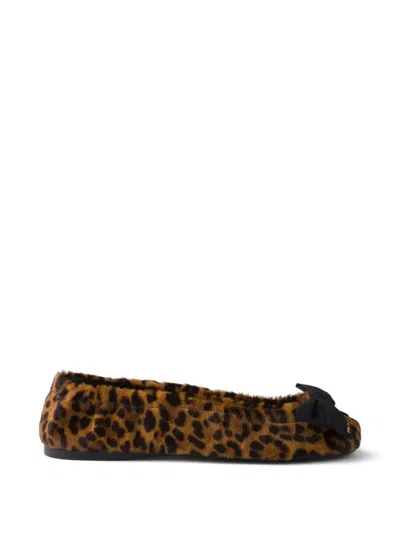 Prada Leopard-print Calf Hair Ballet Flats In Animal Print