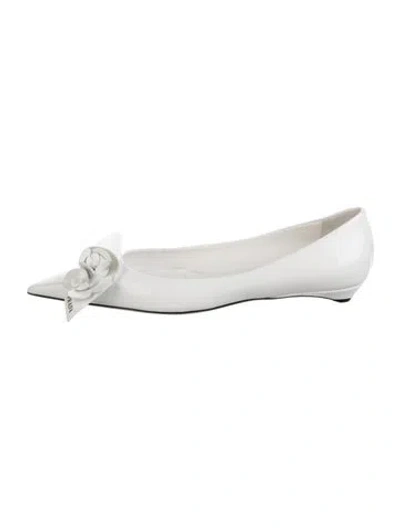 Pre-owned Prada Leather Ballet Flats In White
