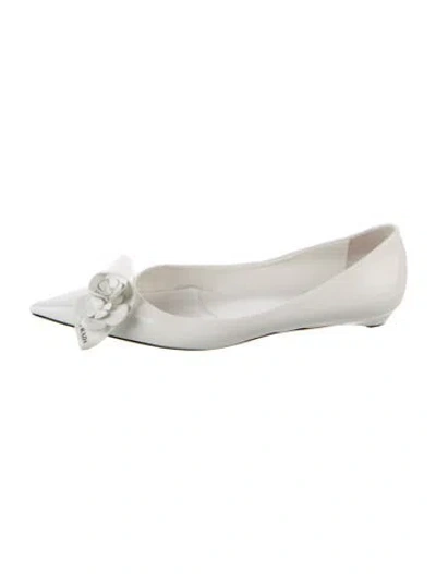 Pre-owned Prada Leather Ballet Flats In White