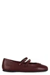 Prada Leather Ballet Flats With Logo