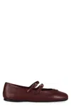Prada Leather Ballet Flats With Logo