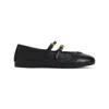 Prada Leather Ballet Flats With Logo In Black