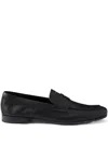 Prada Leather Band Logo Loafers In Black