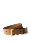 Prada Women Saffiano Leather Belt With Enameled Triangle Logo