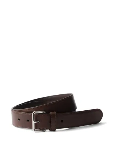 Prada Ebony Colour Belt In Aged Leather In Brown