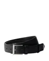 Prada Men Cintura In Pelle Saffiano Con Triangolo Logo In Black
