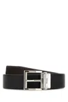 Prada Adjustable Reversible Leather Belt In Black