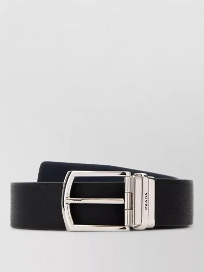 Prada Leather Belt Adjustable Length Multiple Holes In Black
