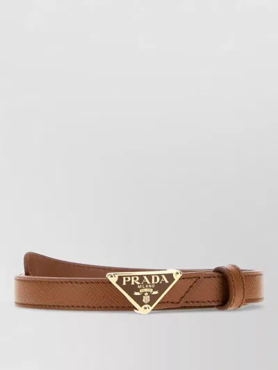 Prada Leather Belt Adjustable Size Smooth Finish Buckle