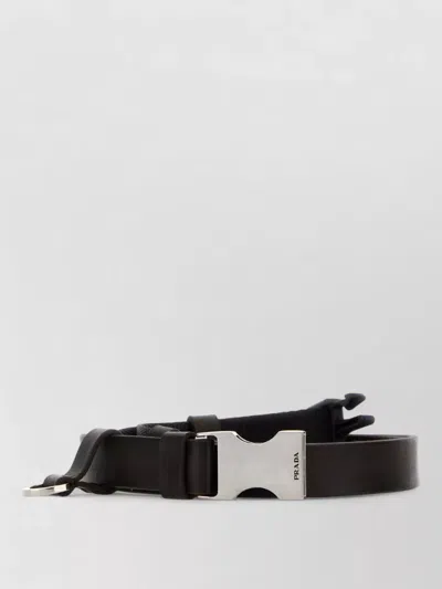 Prada Leather Belt Adjustable Strap Logo Detail In Black
