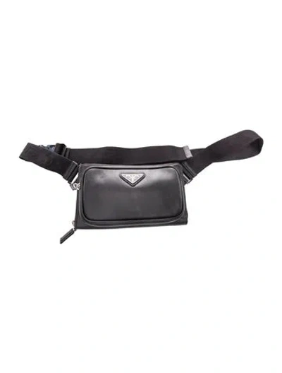Pre-owned Prada Leather Belt Bag In Black