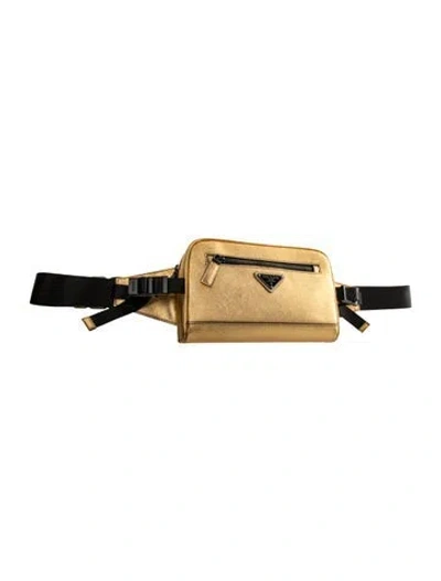 Pre-owned Prada Leather Belt Bag In Gold