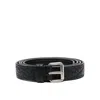 Prada Men Black Leather Belt In Black