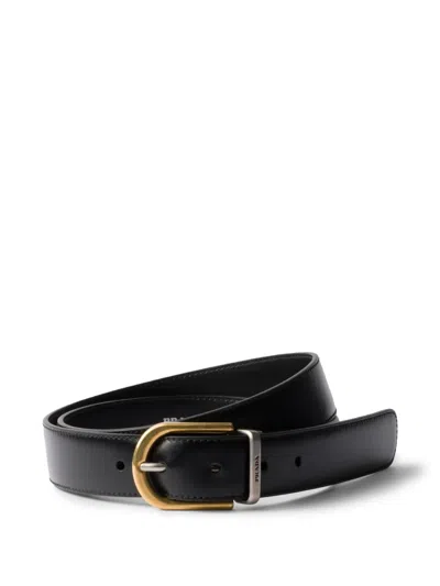 Prada Leather Belt In Black