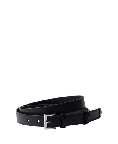 Prada Metal Buckle Triangle Logo Belt In Black