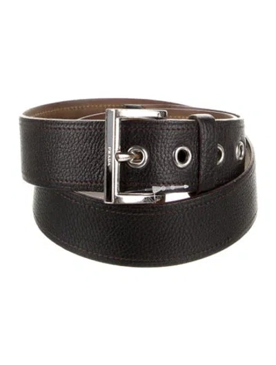 Pre-owned Prada Leather Belt In Black