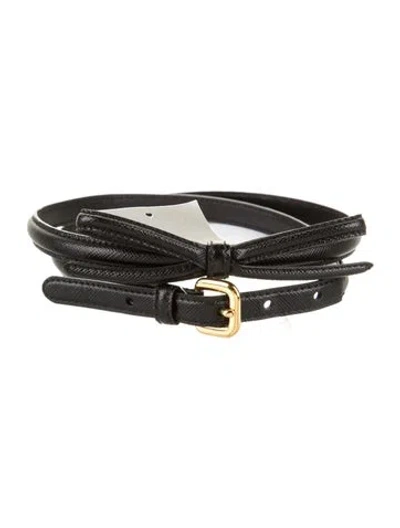 Pre-owned Prada Leather Belt In Black
