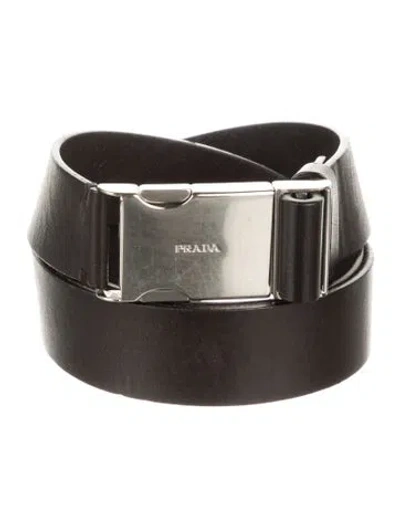 Pre-owned Prada Leather Belt In Black