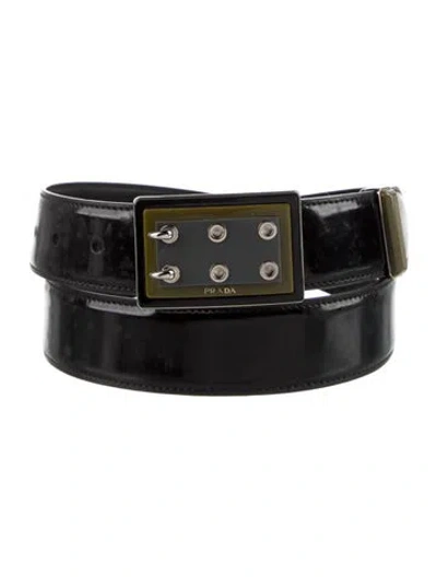 Pre-owned Prada Leather Belt In Black