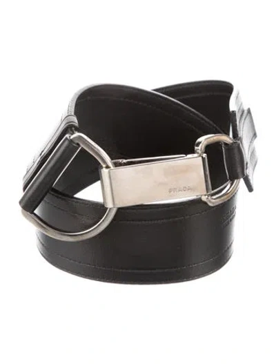 Pre-owned Prada Leather Belt In Black