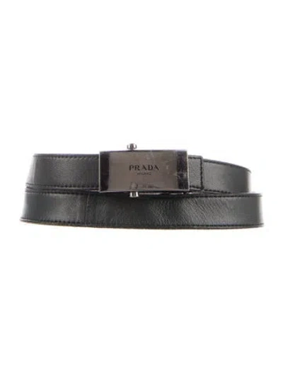 Pre-owned Prada Leather Belt In Black