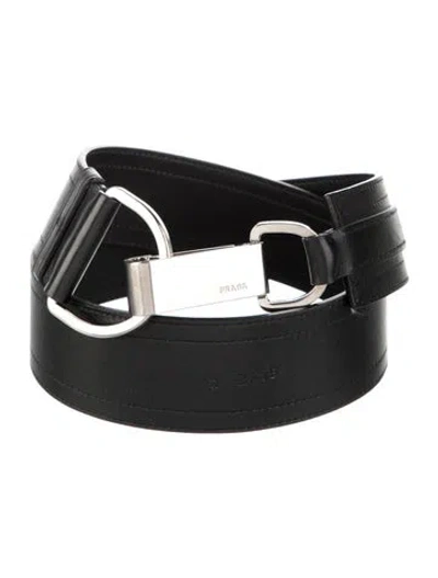 Pre-owned Prada Leather Belt In Black