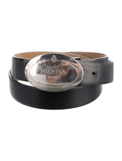 Pre-owned Prada Leather Belt In Black