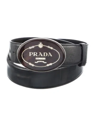 Pre-owned Prada Leather Belt In Black