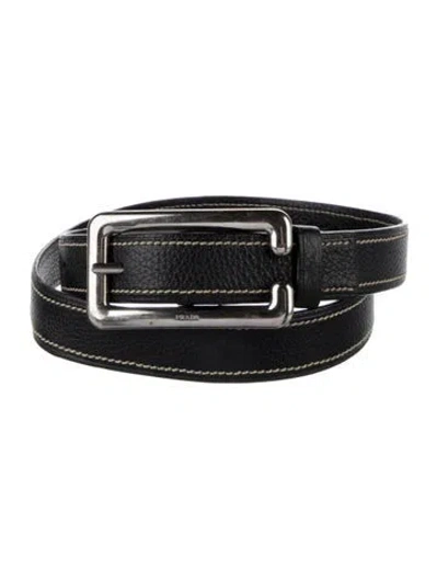 Pre-owned Prada Leather Belt In Black