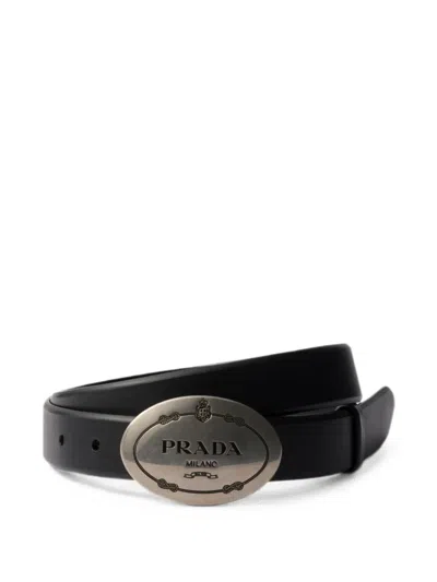 Prada Leather Belt In Black