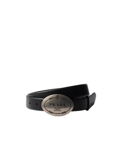 Prada Leather Belt In Black