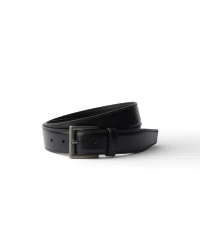 Prada Leather Belt In Black