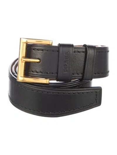 Pre-owned Prada Leather Belt In Black