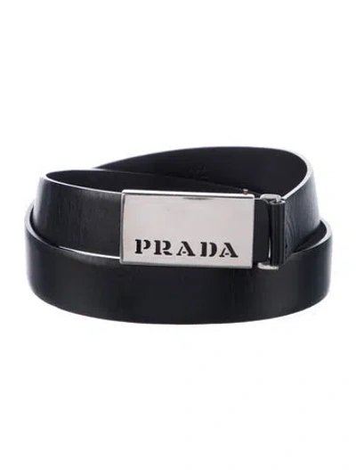 Pre-owned Prada Leather Belt In Black