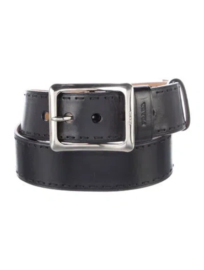 Pre-owned Prada Leather Belt In Black