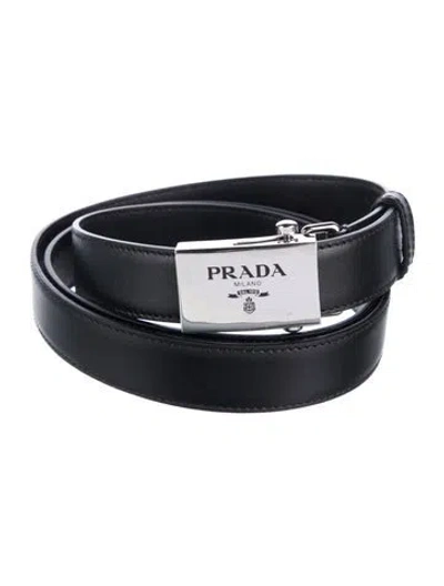 Pre-owned Prada Leather Belt In Black